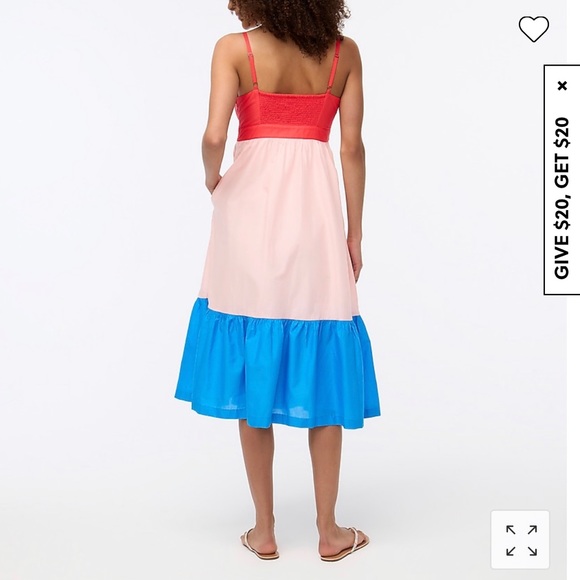 NEW J.Crew Colorblock tie-front cutout midi dress - Picture 2 of 13